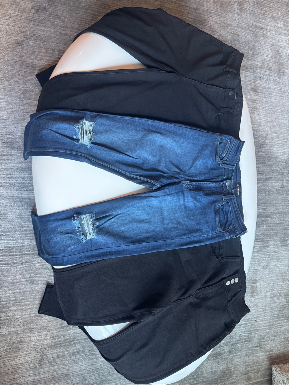 Women's Dark Blue Distressed Stretch Jeans